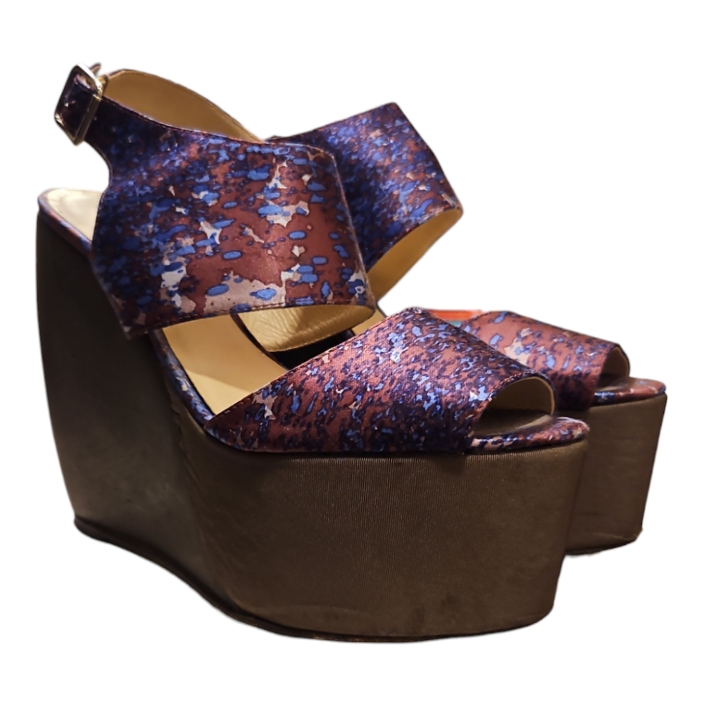 LOEFFLER RANDALL x SUNO | 'Estrella' Satin Wedge Platform Sandals in Size US 8